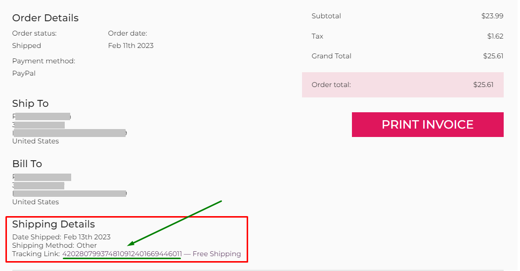 Shoephoria order sales number tracking